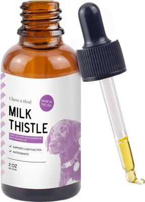 Show full view: Chew + Heal Milk Thistle Tincture with Moringa Oil & Salmon Oil Liquid Kidney & Liver Health Supplement for Dogs, 2-fl oz bottle slide 4 of 11