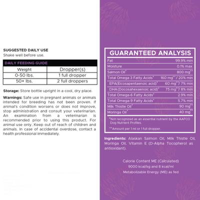 Show full view: Chew + Heal Milk Thistle Tincture with Moringa Oil & Salmon Oil Liquid Kidney & Liver Health Supplement for Dogs, 2-fl oz bottle slide 10 of 11