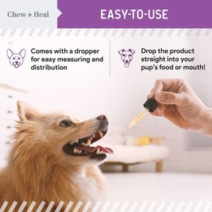 Chew + Heal Milk Thistle Tincture with Moringa Oil & Salmon Oil Liquid Kidney & Liver Health Supplement for Dogs, 2-fl oz bottle