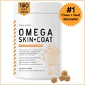 Chew + Heal Omega Skin + Coat Dog Supplement, 1-pack, 180 count