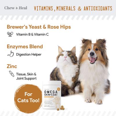 Show full view: Chew + Heal Omega Skin + Coat Dog Supplement, 2 pack, 120 count slide 8 of 10