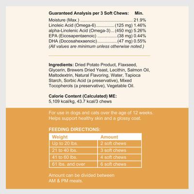 Show full view: Chew + Heal Omega Skin + Coat Dog Supplement, 2 pack, 360 count slide 9 of 11