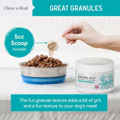 Show full view: Chew + Heal Organic Kelp Marine Superfood Granules Dental Supplement for Dogs, 16-oz jar slide 6 of 11