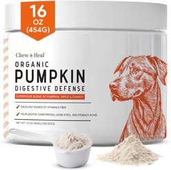 Chew + Heal Organic Pumpkin Digestive Defense Superfood Blend Powder Digestive Aid Supplement for Dogs, 16-oz jar