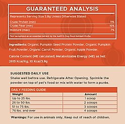 Chew + Heal Organic Pumpkin Digestive Defense Superfood Blend Powder Digestive Aid Supplement for Dogs, 16-oz jar slide 2 of 9