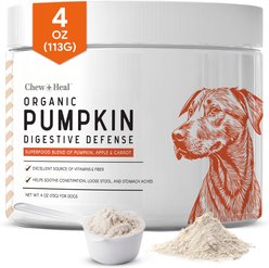 Chew + Heal Organic Pumpkin Digestive Defense Superfood Blend Powder Digestive Aid Supplement for Dogs, 4-oz jar