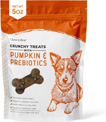 Chew + Heal Pumpkin & Prebiotic Fiber Crunchy Biscuit Dog Treats, 5-oz bag
