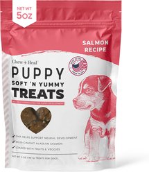 Chew + Heal Puppy Soft 'N Yummy Wild Alaskan Salmon Limited Ingredient Jerky Dog Treats, 5-oz bag