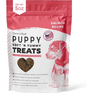 Chew + Heal Puppy Soft 'N Yummy Wild Alaskan Salmon Limited Ingredient Jerky Dog Treats, 5-oz bag