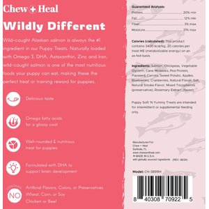 Chew + Heal Puppy Soft 'N Yummy Wild Alaskan Salmon Limited Ingredient Jerky Dog Treats, 5-oz bag