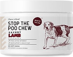 Chew + Heal Roasted Lamb Stop The Poo Soft Chew Coprophagia & Digestive Supplement for Dogs, 120 count