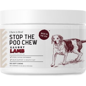 Chew + Heal Roasted Lamb Stop The Poo Soft Chew Coprophagia & Digestive Supplement for Dogs, 120 count