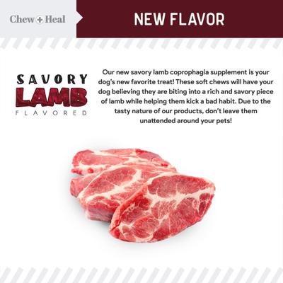 Show full view: Chew + Heal Roasted Lamb Stop The Poo Soft Chew Coprophagia & Digestive Supplement for Dogs, 120 count slide 4 of 10