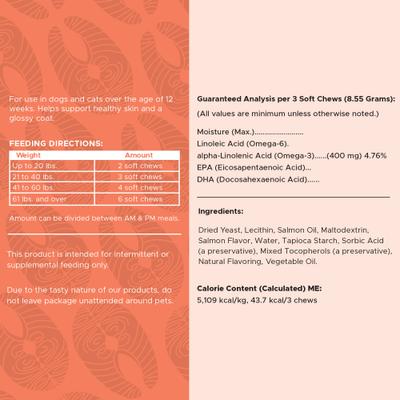 Show full view: Chew + Heal Salmon Omega Skin & Coat Supplement for Dogs, 180 count slide 8 of 9