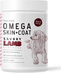 Chew + Heal Savory Lamb Omega Skin & Coat Supplement for Dogs, 180 count