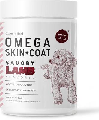 Show full view: Chew + Heal Savory Lamb Omega Skin & Coat Supplement for Dogs, 180 count slide 1 of 9