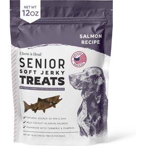 Chew + Heal Senior Wild Alaskan Salmon Limited Ingredient Soft Jerky Dog Treats, 12-oz bag