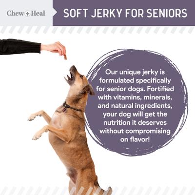 Show full view: Chew + Heal Senior Wild Alaskan Salmon Limited Ingredient Soft Jerky Dog Treats, 12-oz bag slide 8 of 10