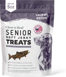 Chew + Heal Senior Wild Alaskan Salmon Limited Ingredient Soft Jerky Dog Treats, 5-oz bag
