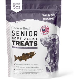 Chew + Heal Senior Wild Alaskan Salmon Limited Ingredient Soft Jerky Dog Treats, 5-oz bag
