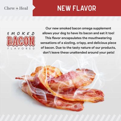 Show full view: Chew + Heal Smoked Bacon Omega Skin + Coat Supplement for Dogs, 360 count slide 4 of 10