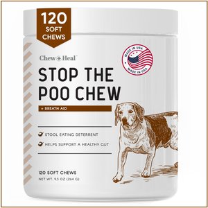 Chew + Heal Stop The Poo Soft Chew Coprophagia & Digestive Supplement for Dogs, 120 count