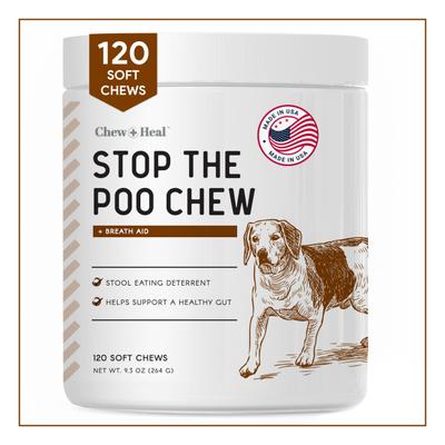 Show full view: Chew + Heal Stop The Poo Soft Chew Coprophagia & Digestive Supplement for Dogs, 120 count slide 1 of 8