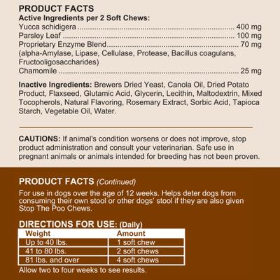 Show full view: Chew + Heal Stop The Poo Soft Chew Coprophagia & Digestive Supplement for Dogs, 120 count slide 7 of 8