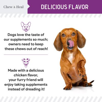Show full view: Chew + Heal Stop the Scoot Anal Gland Support & Bowel Function Supplement for Dogs, 120 count slide 8 of 10