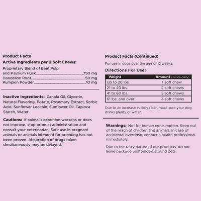 Show full view: Chew + Heal Stop the Scoot Anal Gland Support & Bowel Function Supplement for Dogs, 120 count slide 9 of 10