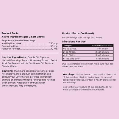 Show full view: Chew + Heal Stop the Scoot Anal Gland Support & Bowel Function Supplement for Dogs, 240 count slide 9 of 10