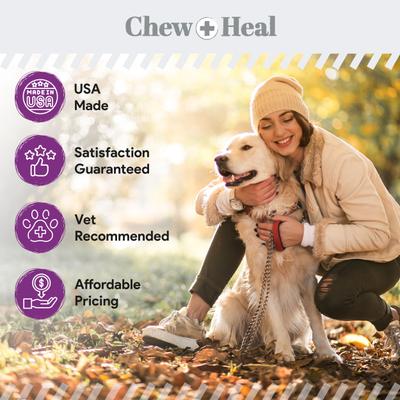 Show full view: Chew + Heal Stop the Scoot Anal Gland Support & Bowel Function Supplement for Dogs, 240 count slide 7 of 10
