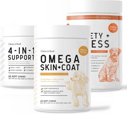 Show full view: Chew + Heal Taster Trio Essential Supplements for Dogs, 180 count slide 3 of 7