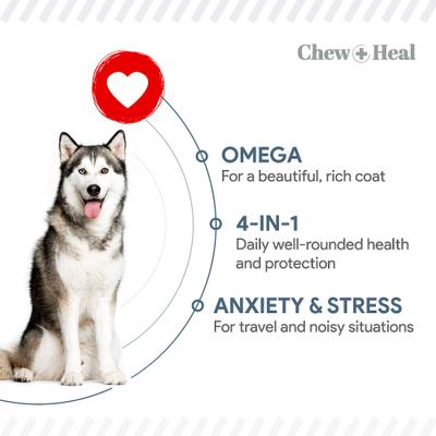 Show full view: Chew + Heal Taster Trio Essential Supplements for Dogs, 180 count slide 4 of 7