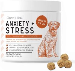 Chew + Heal Travel-Sized Anxiety & Stress Chews Supplement for Dogs, 30 count