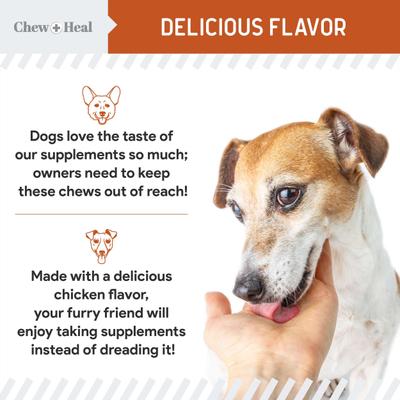 Show full view: Chew + Heal Travel-Sized Anxiety & Stress Chews Supplement for Dogs, 30 count slide 7 of 11