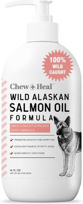 Chew + Heal Wild Alaskan Omega Salmon Oil Formula Skin & Coat Liquid Supplement for Dogs