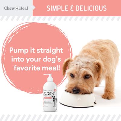 Show full view: Chew + Heal Wild Alaskan Omega Salmon Oil Formula Skin & Coat Liquid Supplement for Dogs, 16-fl oz bottle slide 4 of 11