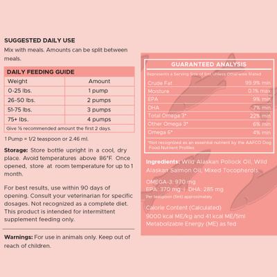 Show full view: Chew + Heal Wild Alaskan Omega Salmon Oil Formula Skin & Coat Liquid Supplement for Dogs, 16-fl oz bottle slide 9 of 11