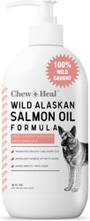 Chew + Heal Wild Alaskan Omega Salmon Oil Formula Skin & Coat Liquid Supplement for Dogs, 32-fl oz bottle
