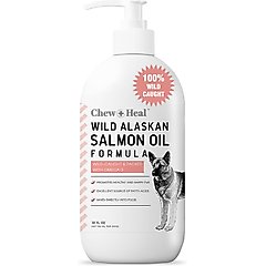 Chew + Heal Wild Alaskan Omega Salmon Oil Formula Skin & Coat Liquid Supplement for Dogs, 32-fl oz bottle