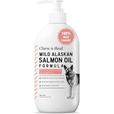 Chew + Heal Chew + Heal Wild Alaskan Omega Salmon Oil Formula Skin & Coat Liquid Supplement for Dogs, 32-fl oz bottle