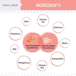 Chew + Heal Wild Alaskan Omega Salmon Oil Formula Skin & Coat Liquid Supplement for Dogs, 32-fl oz bottle