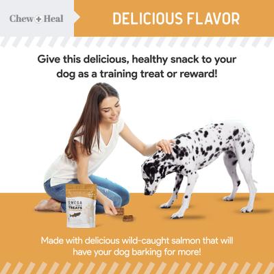 Show full view: Chew + Heal Wild Alaskan Omega Skin + Coat Salmon Soft Jerky Dog Treats, 12-oz bag, 2 count slide 3 of 11