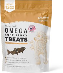 Chew + Heal Wild Alaskan Omega Skin + Coat Salmon Soft Jerky Dog Treats, 12-oz bag
