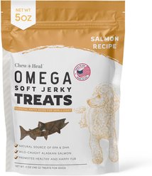 Chew + Heal Wild Alaskan Omega Skin + Coat Salmon Soft Jerky Dog Treats, 5-oz bag