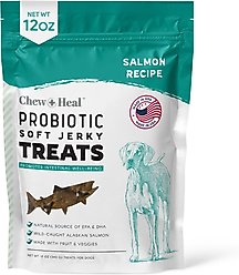 Chew + Heal Wild Alaskan Probiotics Digestive Aid Salmon Soft Jerky Dog Treats, 12-oz bag