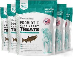 Chew + Heal Wild Alaskan Probiotics Digestive Aid Salmon Soft Jerky Dog Treats, 5-oz bag, 5 count