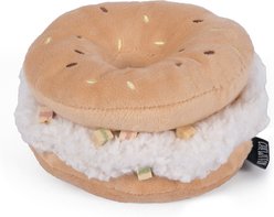 CHEWFFON Bagel Enrichment Snuffle Squeaky Plush Dog Toy, Brown