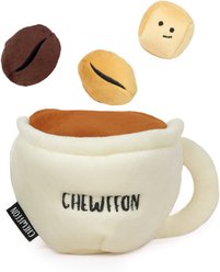 CHEWFFON Expresso Set Hide & Seek Puzzle Crinkle Squeaky Dog Plush Toy, White